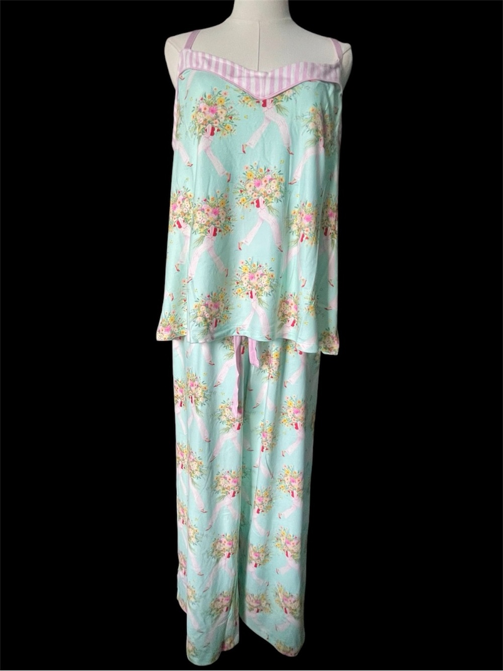 P.J. Salvage x Adrian Valencia Pajama Set NWT 🌸 Bright Mint 1X - Picture 5 of 15